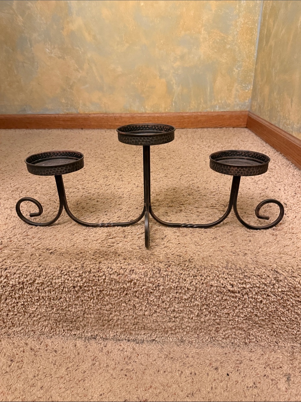 PartyLite Three-Arm Metal Candle Holder Sonoma bronze finish